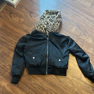 Reversible, fuzzy, bomber jacket. Aeropostale size xs